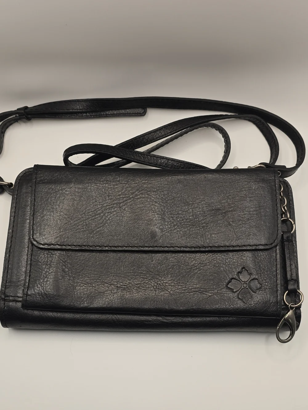 Patricia Nash Black Leather Women's Crossbody Wallet Bag